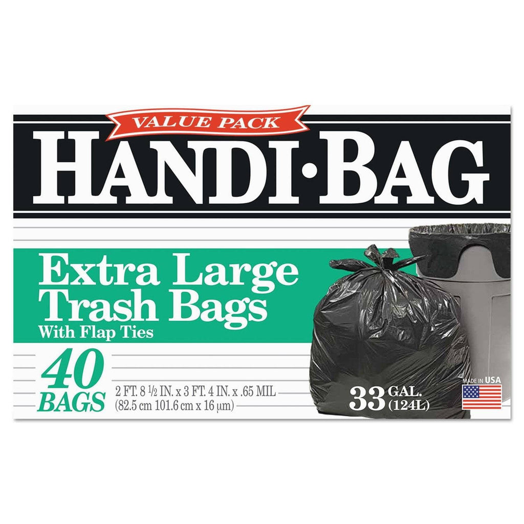 Handi-Bag Extra Large 33 Gallon Trash Bags, Black, Low-Density