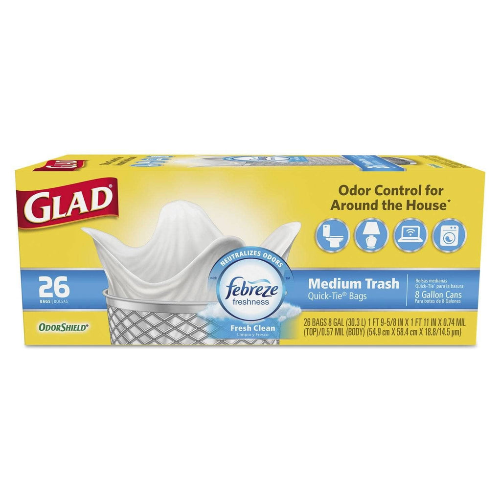 Glad® White Garbage Bags, Small, 25 Litres, Febreze Fresh Clean