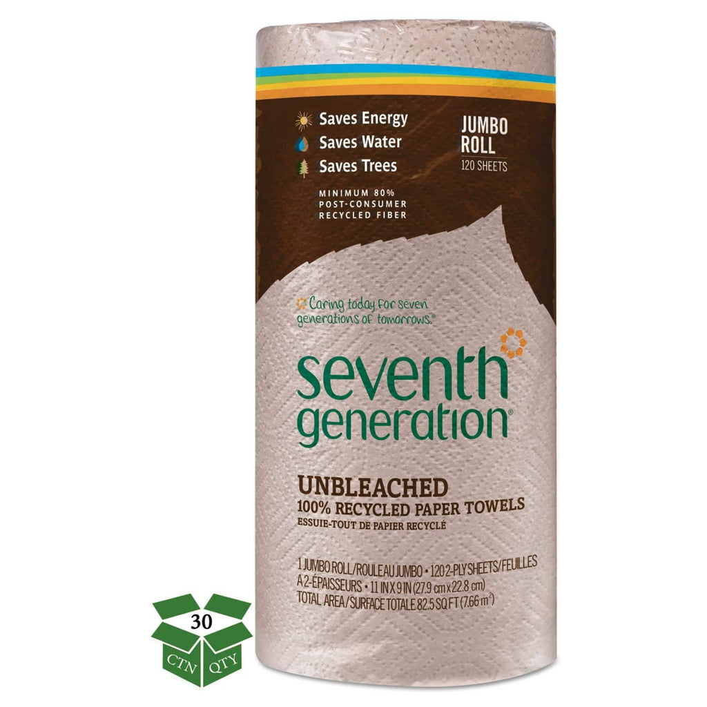 Seventh Generation Natural Unbleached 100% Recycled Paper Towel Rolls,11 X  9,120 Sheets/Rl,30 Rl/Ct SEV13720CT