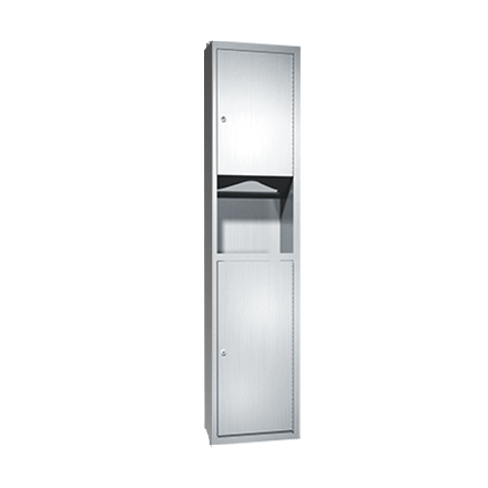 ASI 0467-2 Combination Commercial Paper Towel Dispenser/Waste Receptacle, Semi-Recessed-Mounted, Stainless Steel