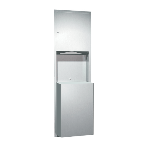 ASI 0469-BL Combination Commercial Paper Towel Dispenser/Waste Receptacle, Recessed-Mounted, Stainless Steel