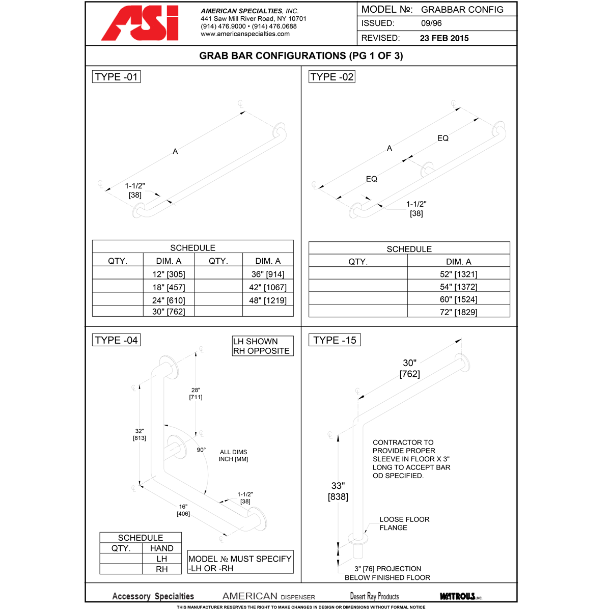 ASI 3501-36P  (36 x 1.25)  Commercial Grab Bar, 1-1/2