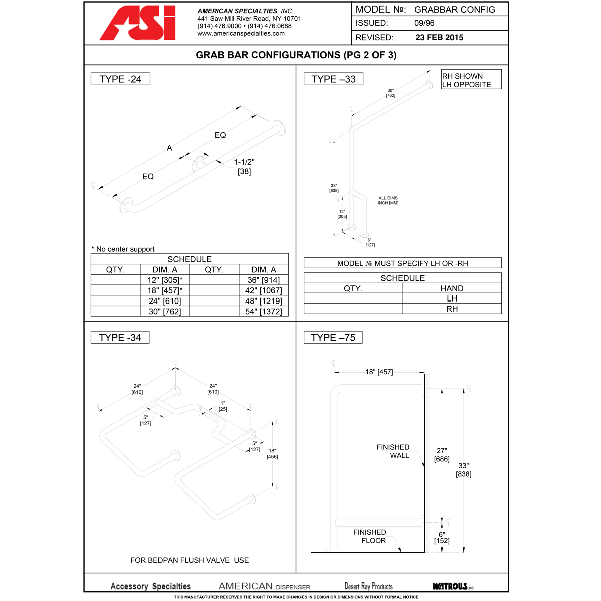 ASI 3501-12P (12 x 1.5) Commercial Grab Bar, 1-1/2