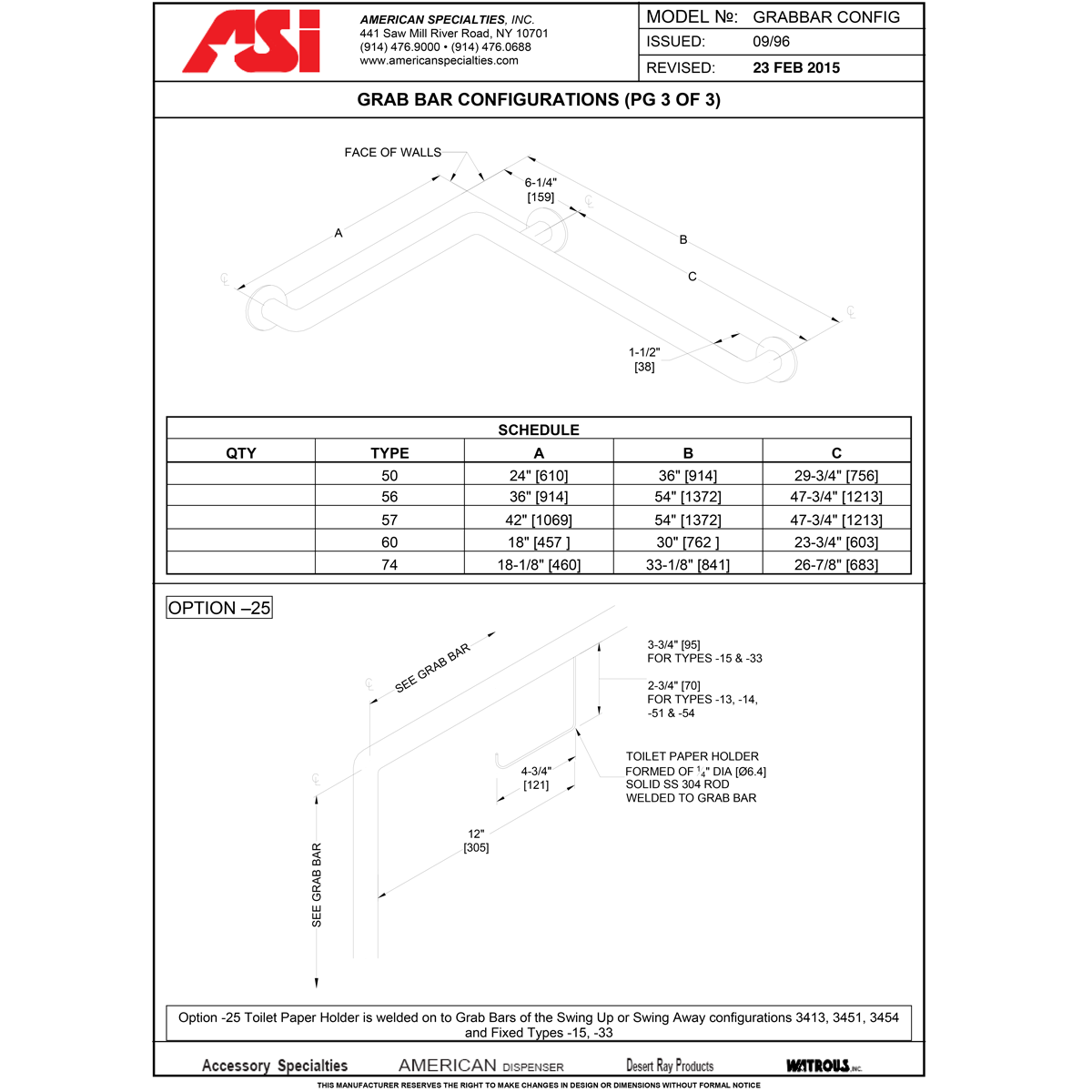 ASI 3501-36P  (36 x 1.25)  Commercial Grab Bar, 1-1/2