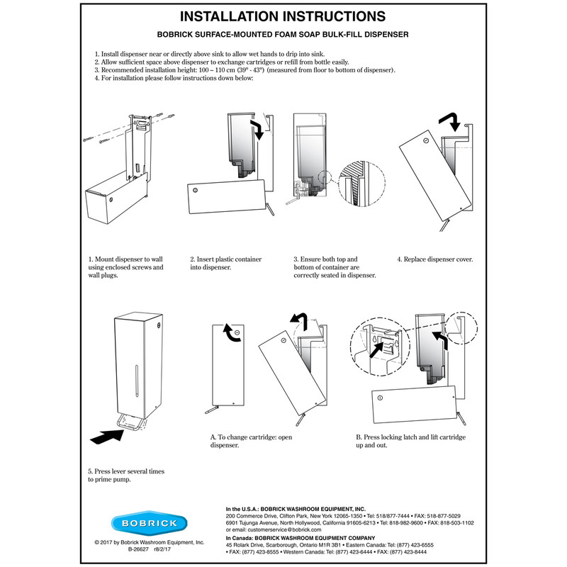 Bobrick B-26627 Surface-Mounted Foam Soap Dispenser