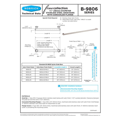 Bobrick Fino B-9806X30.MBLK 30