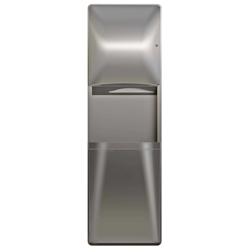 Bradley 2A05-11 Combination Paper Towel Dispenser/Waste Receptacle, Surface-Mounted, Stainless Steel