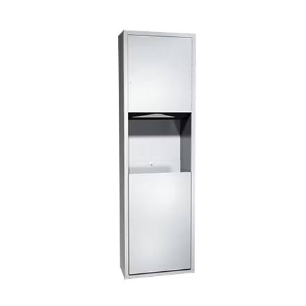 ASI 04697-4 Combination Commercial Paper Towel Dispenser/Waste Receptacle, Semi-Recessed-Mounted, Stainless Steel