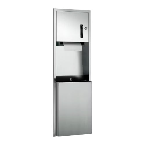 ASI 04692 Combination Commercial Paper Towel Dispenser/Waste Receptacle, Recessed-Mounted, Stainless Steel