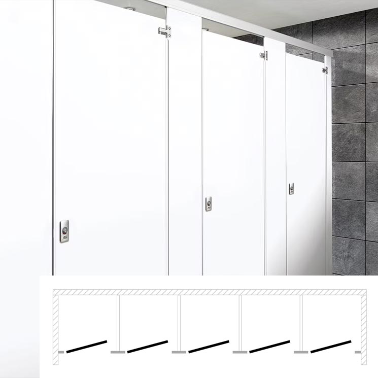 ASI Global Toilet Partition (Metal) 5 Between Wall (180"W x 61 1/4"D) BW53660 - Global