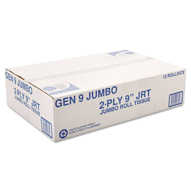 General Supply Jumbo Roll Bath Tissue, Septic Safe, 2-Ply, White, 3.3" X 700 Ft, 12/Carton - GEN9JUMBOB - TotalRestroom.com