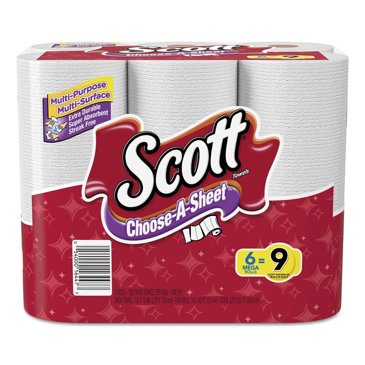 Scott Choose-A-Size Mega Roll, White, 102/Roll, 6 Rolls/Pack, 4  Packs/Carton - KCC16447 | TotalRestroom.com