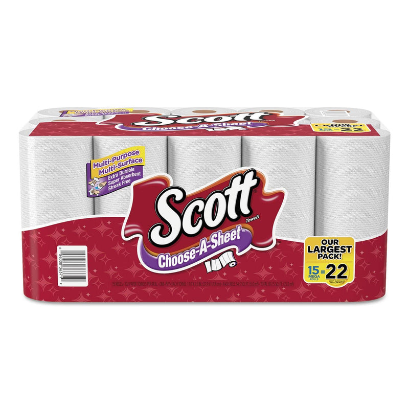 Scott® Choose-a-Size Mega Kitchen Roll Paper Towels, 1-Ply, 102/Roll, 6  Rolls/Pack, 4 Packs/Carton