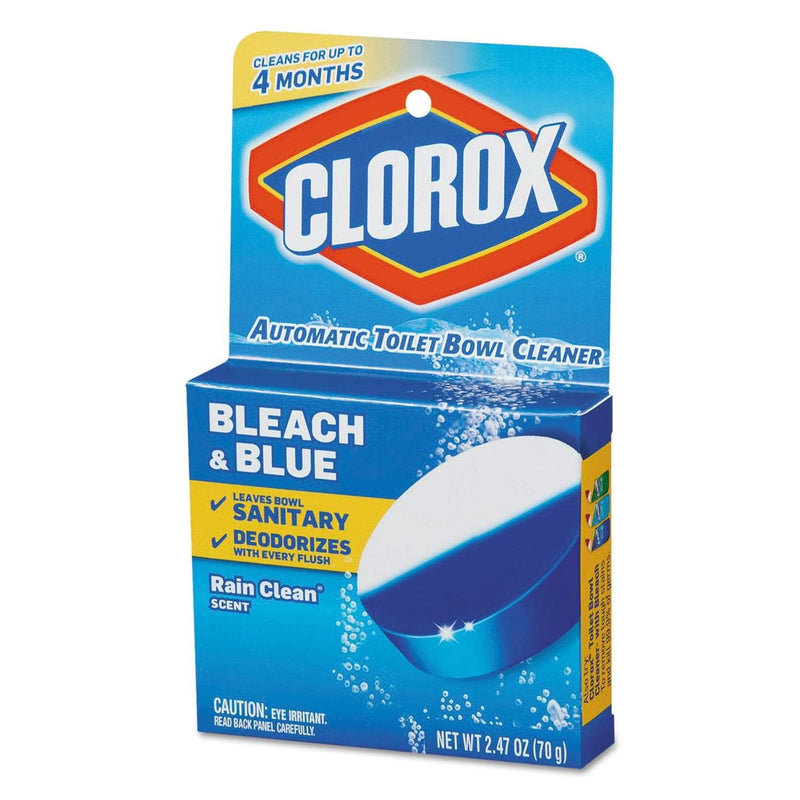 Clorox Bleach & Blue Automatic Toilet Bowl Cleaner, Rain Clean, 2.47Oz Tablet, 12/Ct - CLO30176CT - TotalRestroom.com