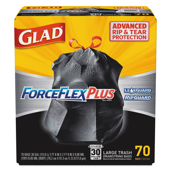 Glad Force Flex Stretchable Strength Rip Protection 30 Gallon Large  Drawstring Trash Bags 25ct