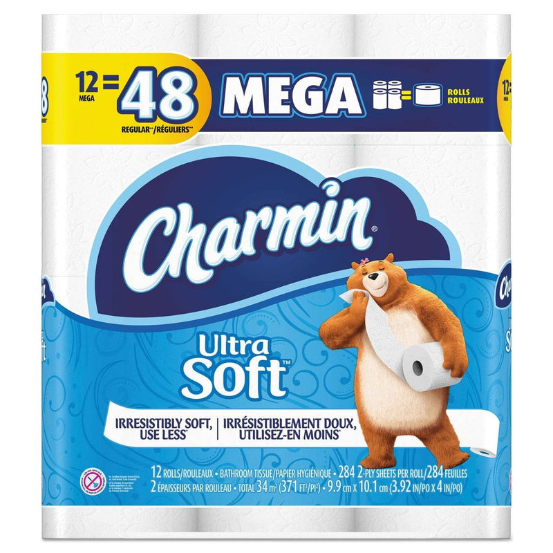 Charmin Ultra Soft Bathroom Tissue, Septic Safe, 2-Ply, White, 4 X 3.92,  284 Sheets/Roll, 12 Rolls/Pack - PGC61925PK