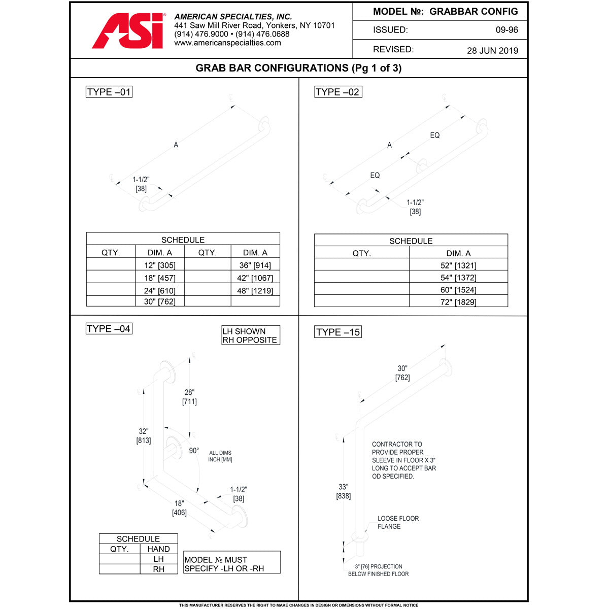 ASI 3401-42 (42 x 1.25) Commercial Grab Bar, 1-1/4