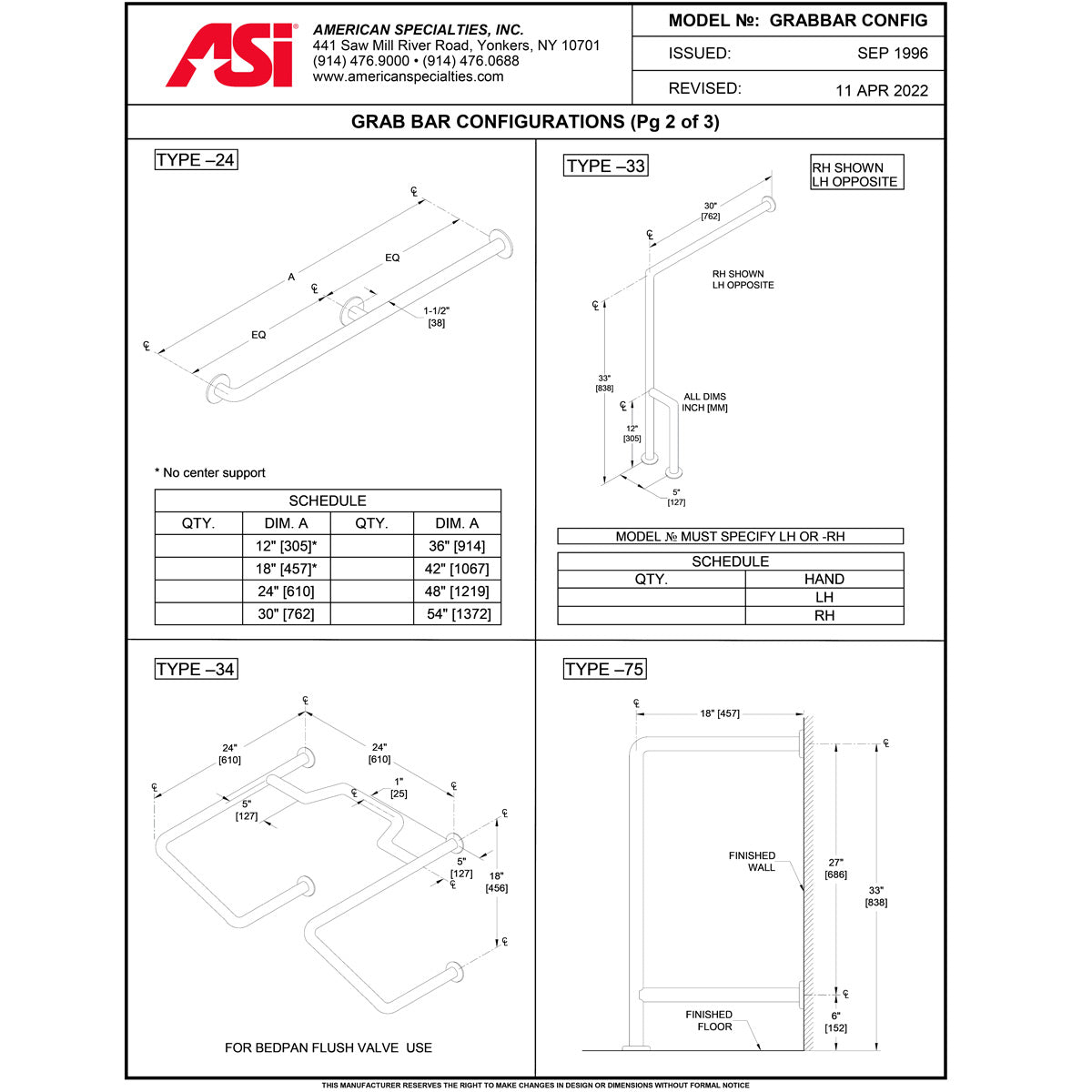 ASI 3802-54 (54 x 1.5) Commercial Grab Bar, 1-1/2