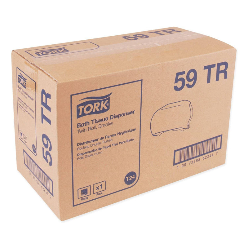 Tork Twin Standard Roll Bath Tissue Dispenser,12.75 X 5.57 X 8.25, Smoke - TRK59TR - TotalRestroom.com