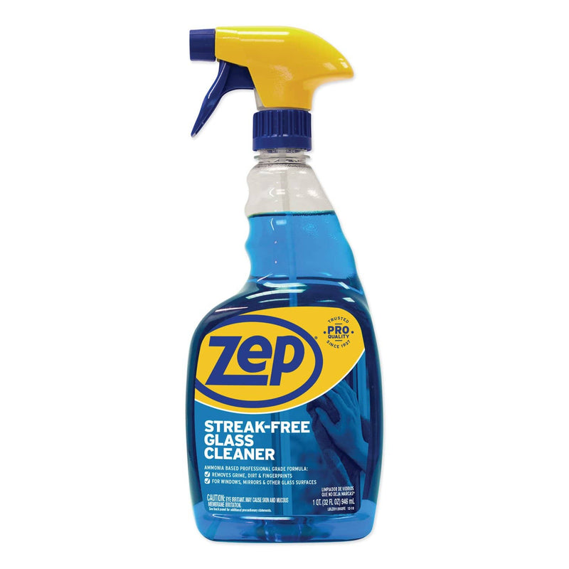 Zep Streak-Free Glass Cleaner, Pleasant Scent, 32 Oz Spray Bottle, 12/Carton - ZPEZU112032CT - TotalRestroom.com