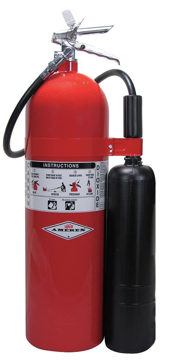 Amerex Carbon Dioxide Fire Extinguisher with 15 lb. Capacity and 12-1/2 ...