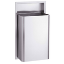 Bradley 334-10 Commercial Restroom Sanitary Waste Bin, 18 Gallon, Semi-Recessed-Mounted, 17-1/8" W x 30-5/8" H, 12-3/4" D, Stainless Steel