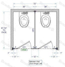 Bradley BW23660-PBC Toilet Partition, 2 Between Wall Compartments, 72" W x 61-1/4" D, Phenolic - TotalRestroom.com