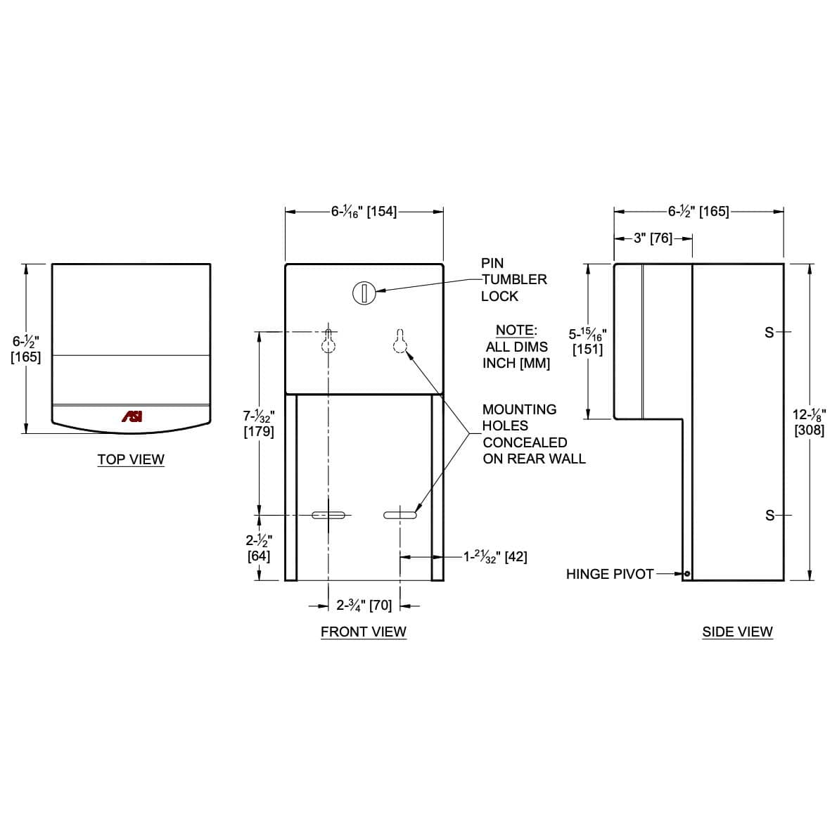 ASI 20030 Commercial Toilet Paper Dispenser, Roval-Surface-Mounted, Stainless Steel w/ Satin Finish - TotalRestroom.com