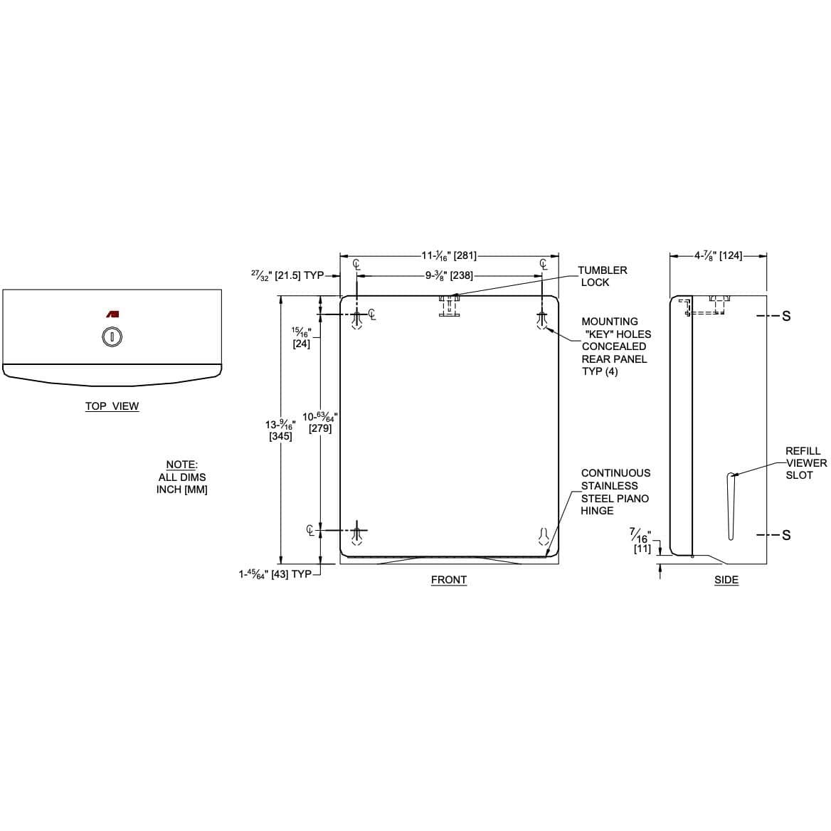 ASI 20210 Commercial Paper Towel Dispenser, Roval-Surface-Mounted, Stainless Steel - TotalRestroom.com