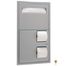 Bobrick B-3474 Combination Commercial Seat-Cover Dispenser and Toilet Paper Dispenser, Recessed-Mounted, Stainless Steel