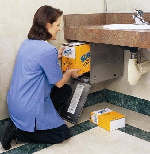 Bobrick B-81312 Commercial Liquid Soap Replacement Soap Cartridge, 12 Liter, Gold Soap for Bobrick B-8222 Series - TotalRestroom.com