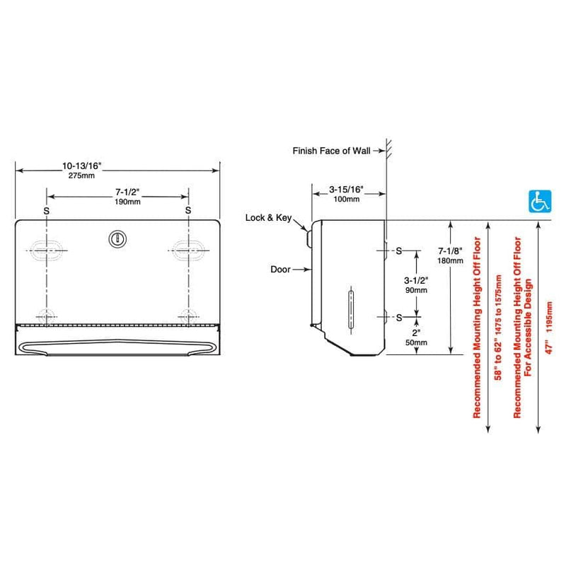 Bobrick B-26212 Commercial Paper Towel Dispenser, Surface-Mounted, Stainless Steel - TotalRestroom.com