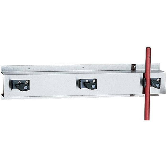 Bobrick B-223x24 Commercial Mop and Broom Holder, 8" W x 34" L, Stainless Steel 2 - TotalRestroom.com