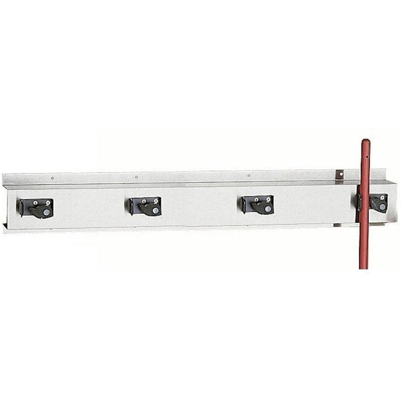 Bobrick B-223x36 Commercial Mop and Broom Holder, 5" W x 36" L, Stainless Steel - TotalRestroom.com