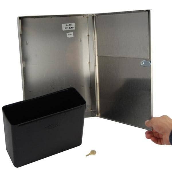 Bobrick B-254 Commercial Restroom Sanitary Napkin/Tampon Disposal, Surface-Mounted, Stainless Steel - TotalRestroom.com