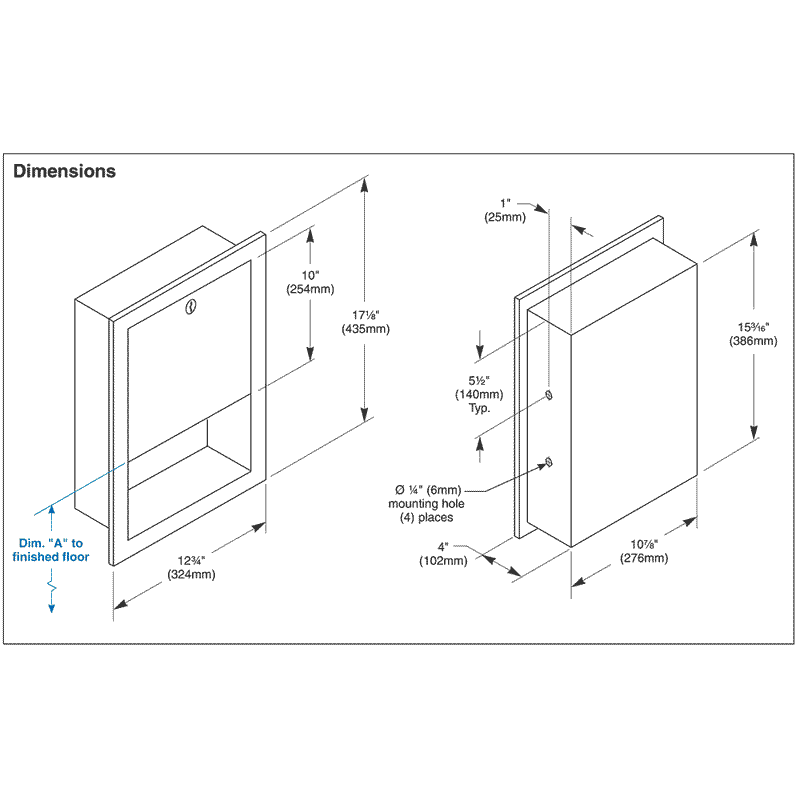 Bradley 2441-11 Commercial BX-Paper Towel Dispenser, Surface Mounted, Stainless Steel