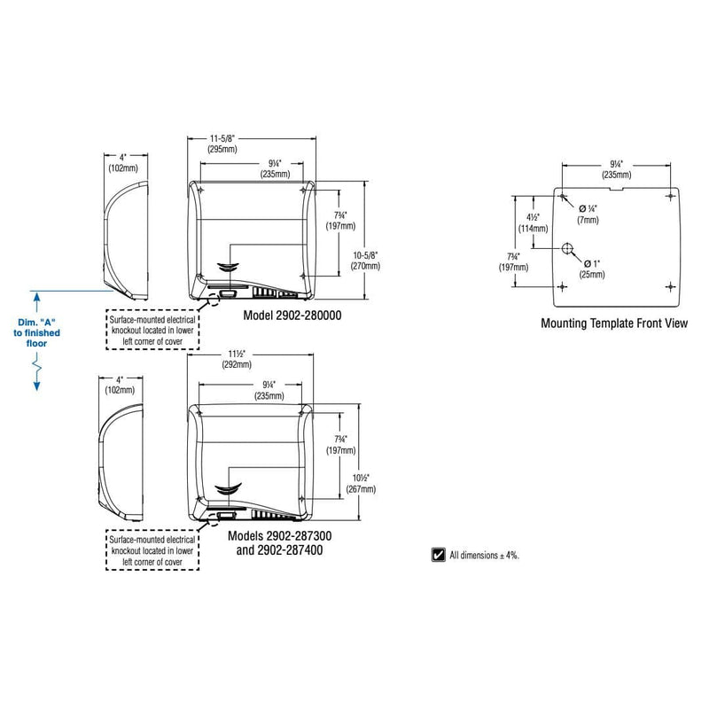 Bradley 344-100000 Commercial Restroom Waste Receptacle, 12 Gallon, Semi-Recessed-Mounted, 15-5/8" W x 29-1/8" H, 2" D, Stainless Steel - TotalRestroom.com