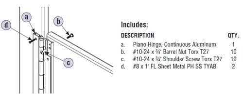 Bradley HDWP-A0135 Toilet Partition Continuous Piano Hinge, Aluminum - TotalRestroom.com