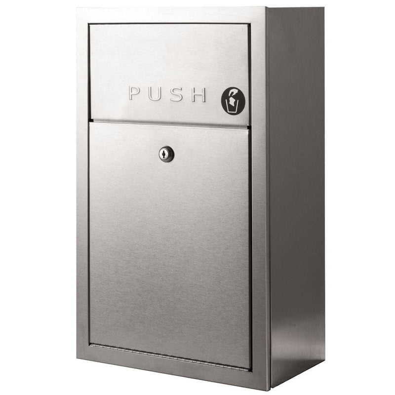 Bradley 369-11 Commercial Restroom Waste Receptacle, 1.7 Gallon, Surface-Mounted, 12-3/4" W x 20-1/2" H, 6-3/16" D, Stainless Steel - TotalRestroom.com