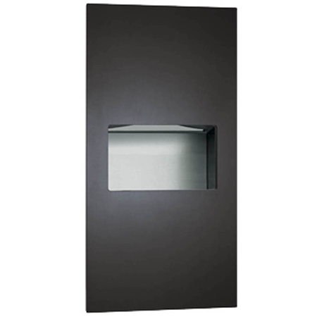 ASI 64623-41 Piatto Recessed Paper Towel Dispenser and Waste Receptacle, Black Phenolic Door, 14-1/4