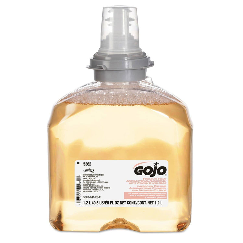 Gojo TFX Touch Free Automatic Soap Dispenser, Foam, Brushed Metallic, Includes 2PK Antibacterial Refills - TotalRestroom.com