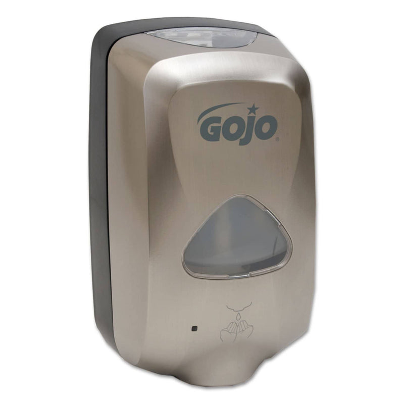 Gojo TFX Touch Free Automatic Soap Dispenser, Foam, Brushed Metallic, Includes 2PK Antibacterial Refills - TotalRestroom.com