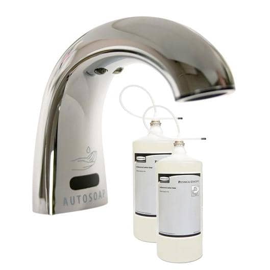 Rubbermaid TC Automatic Countertop Soap Dispenser, Touch Free, Includes 2PK Antibacterial Lotion Soap Refills - TotalRestroom.com