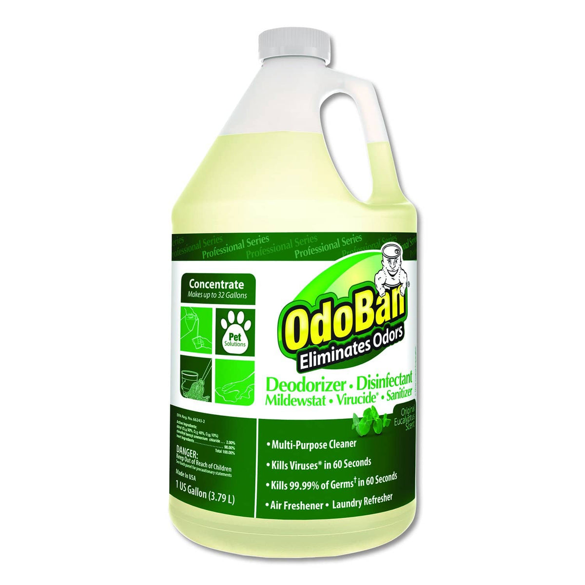 OdoBan Professional Cleaning 32X Bathroom Cleaner, 1 Gallon 2024 Concentrate 4-Pack