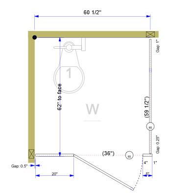 Accurate Toilet Partition, Stainless Steel, 1 ADA Compartment 60-1/2" Width, 36" Out-Swing Door