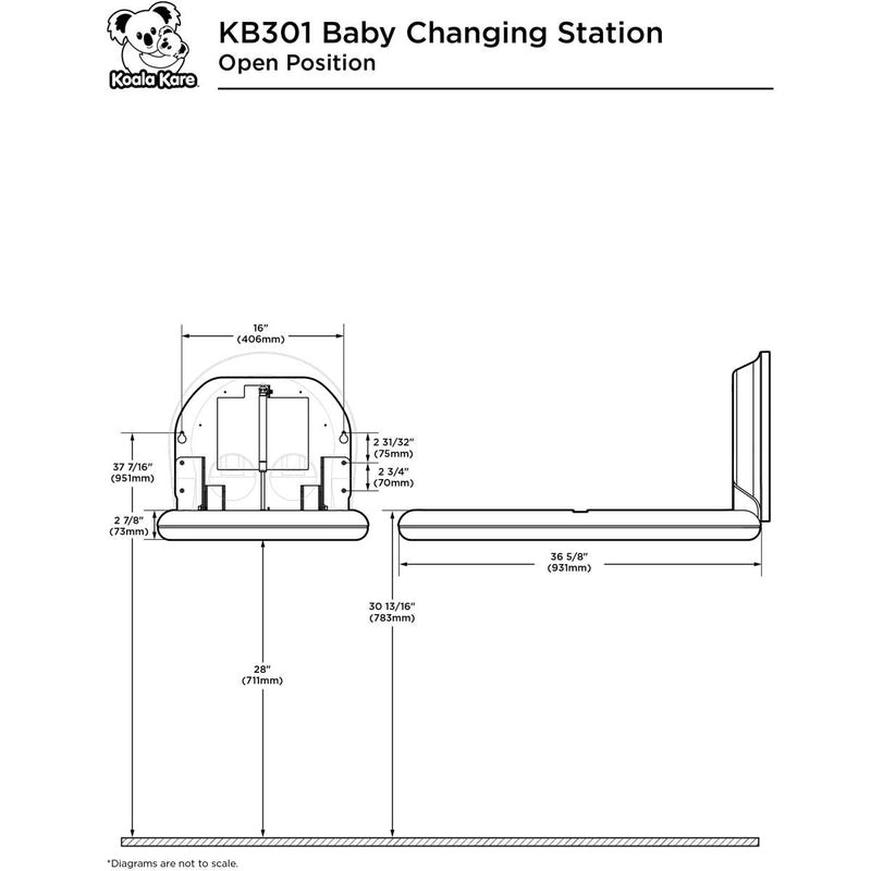 Koala Kare KB301-00 Beige Vertical Baby Changing Station, Surface-Mounted