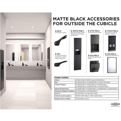 Bobrick 35633.MBLK Matte Black Trimline Recessed Wr (11.4L)