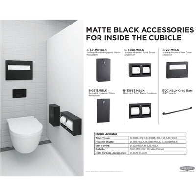 Bobrick 359039.MBLK Matte Black Towel Dispenser, Surface Mounted