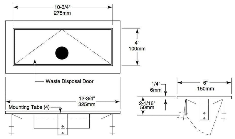 Bobrick B-527 Commercial Restroom Waste Door, Stainless Steel - TotalRestroom.com