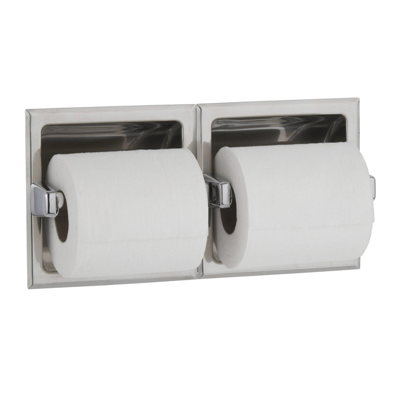 Recessed Toilet Paper Holder - with storage, bright polished